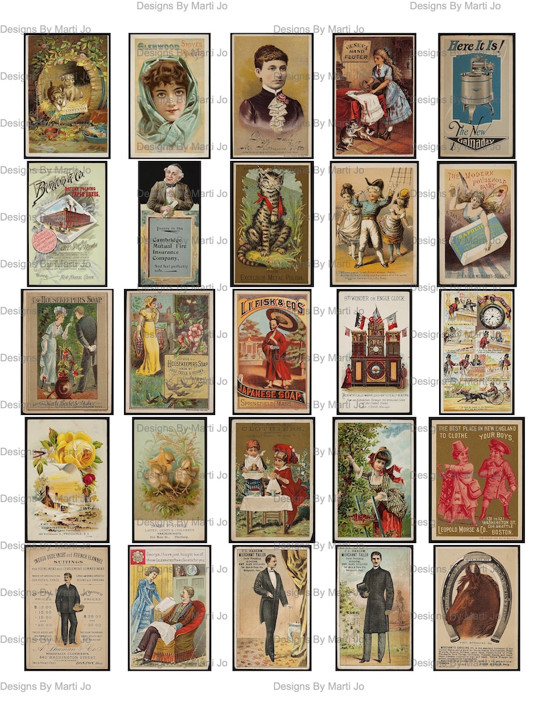 100 Vintage Trade Cards Printable Antique Trade Cards On 4 Etsy