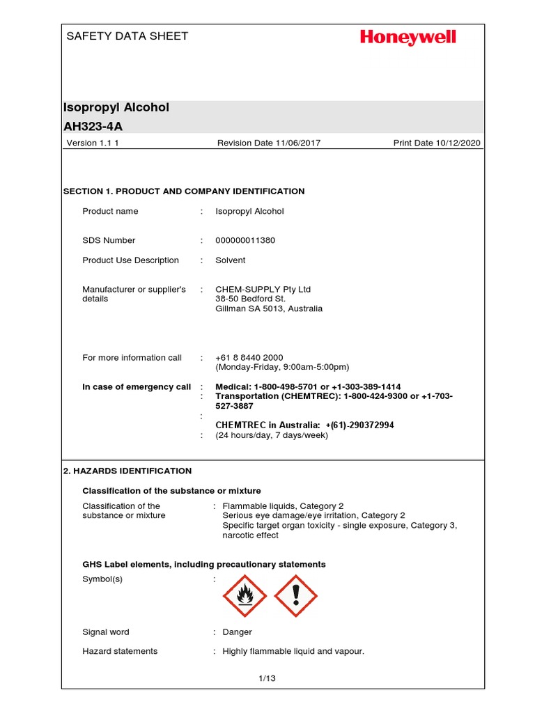 12 Isopropyl Alcohol Sds Tips For Safe Handling