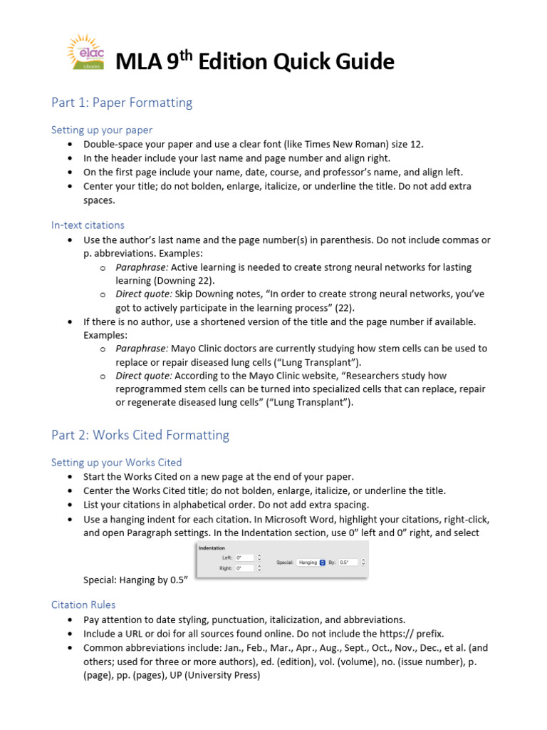 12+ Mla 9Th Edition Tips For Perfect Papers