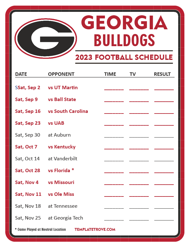 2023 Georgia Bulldogs Football Schedule Youtube