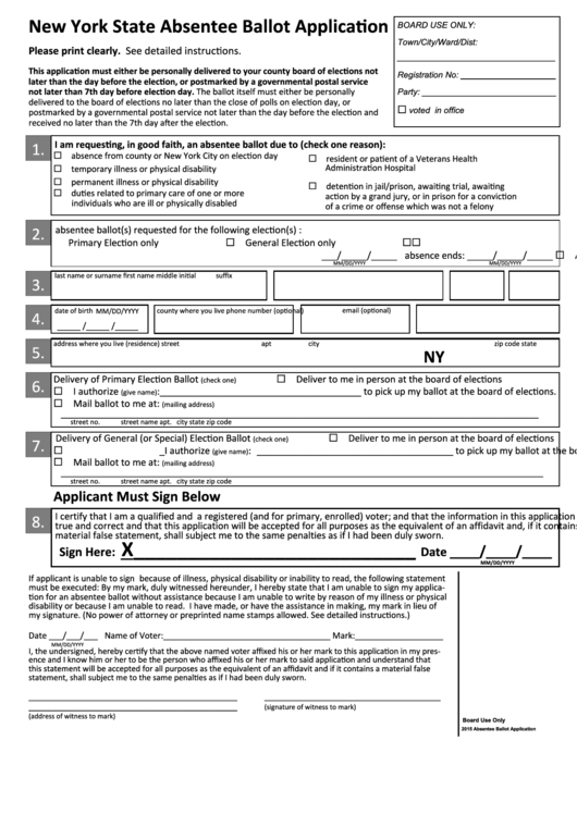 Absentee Ballot Request Form Printable Pdf Download