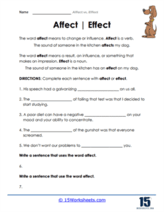 Affect Vs Effect Worksheets 15 Worksheets Com