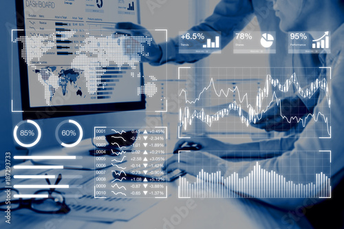 Business Analytics Dashboard Reporting Concept With Kpi People Analyzing Data Stock Image