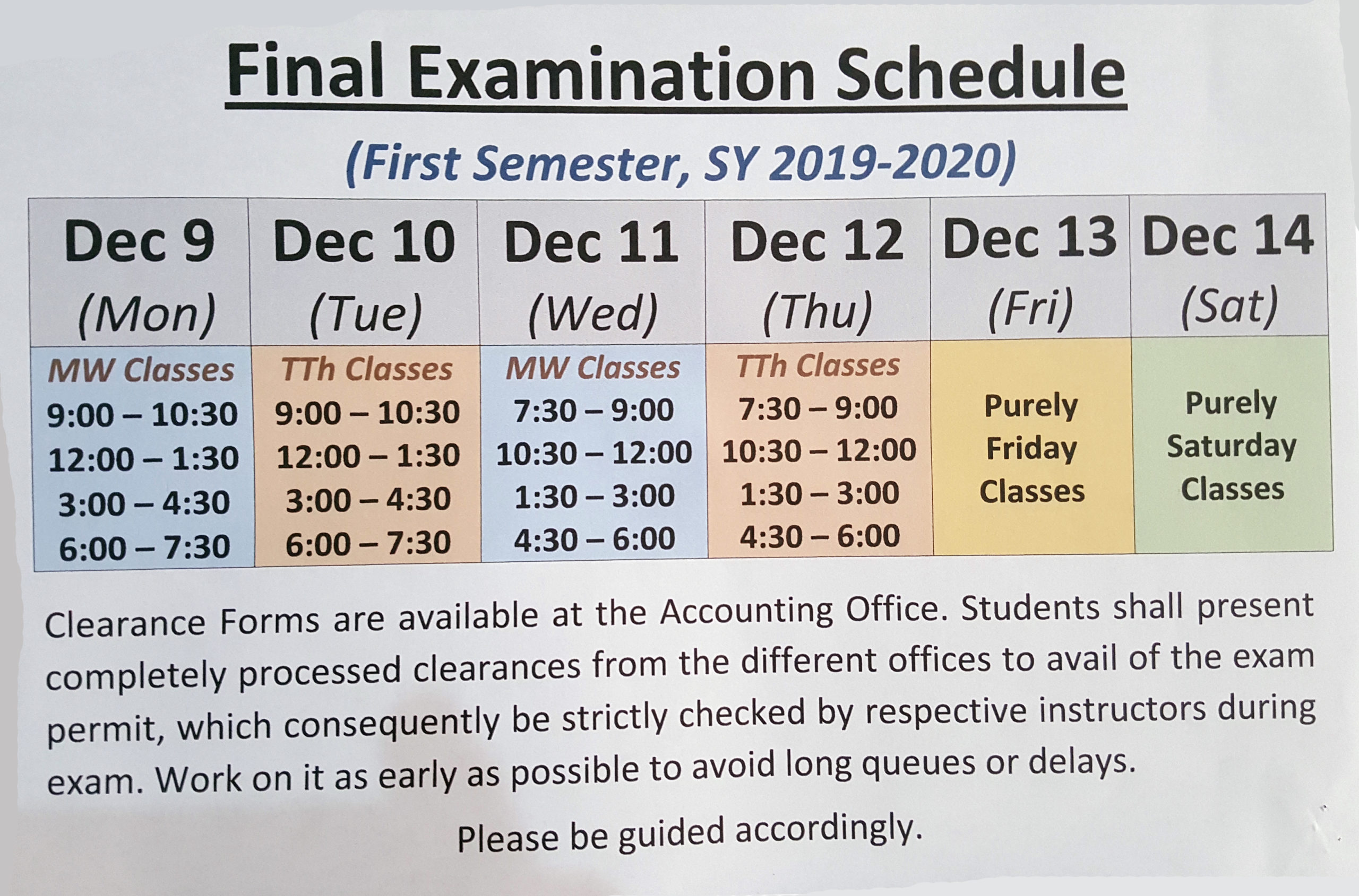 Csu Final Exam Schedule