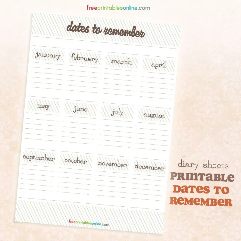 Dates To Remember Free Printables Online