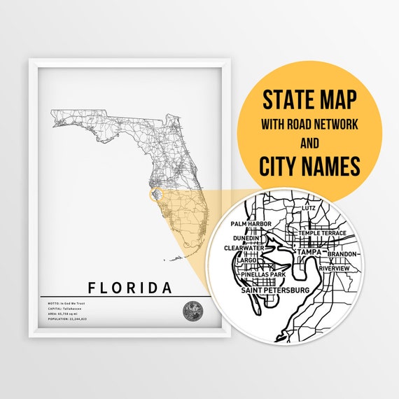 Florida Adobe Illustrator Map With Counties Cities County Seats Major Roads Map Resources