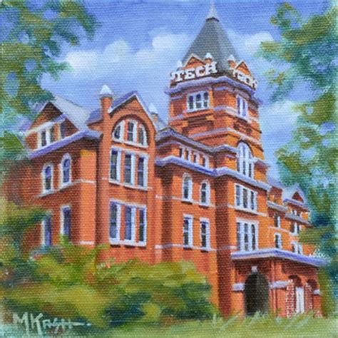 Georgia Tech Tower Original Art Ga Tech Oil Painting On Etsy