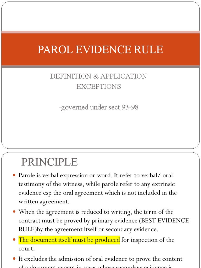 How Does Parol Evidence Affect Real Estate Contracts?