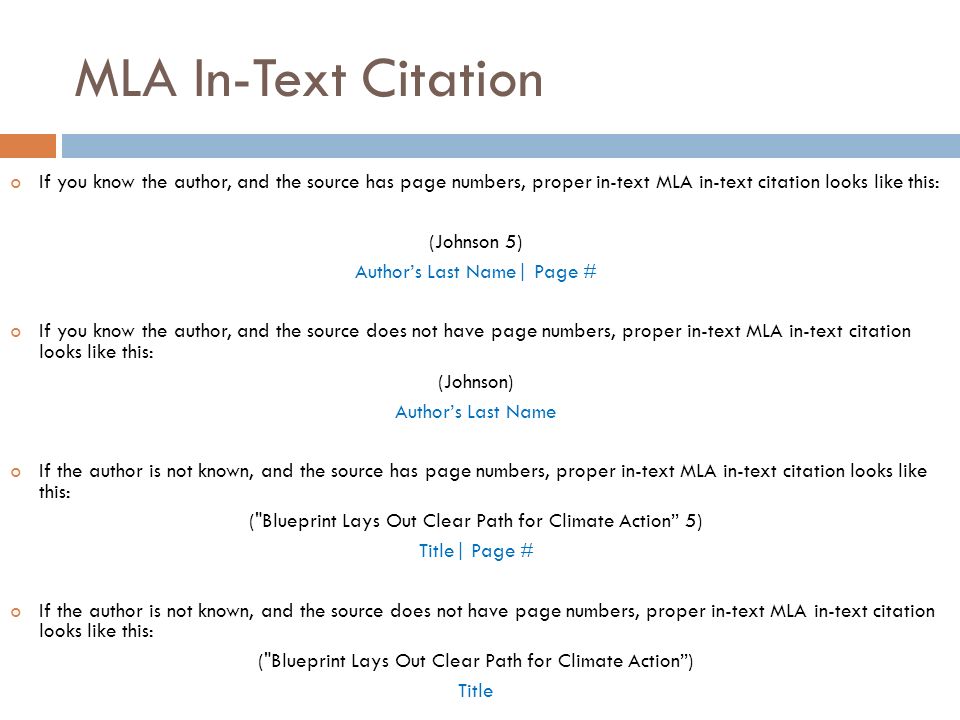 In Text Citation Mla Format