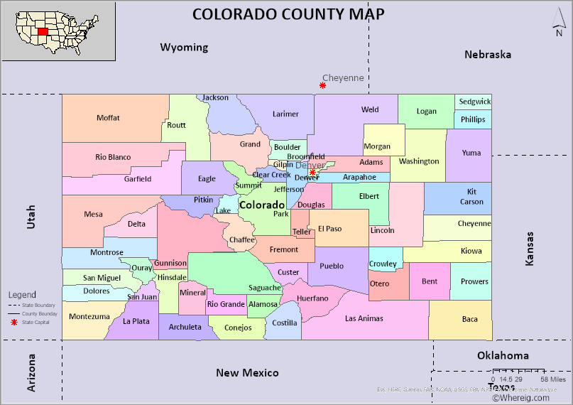 Map Of Colorado Counties With Names