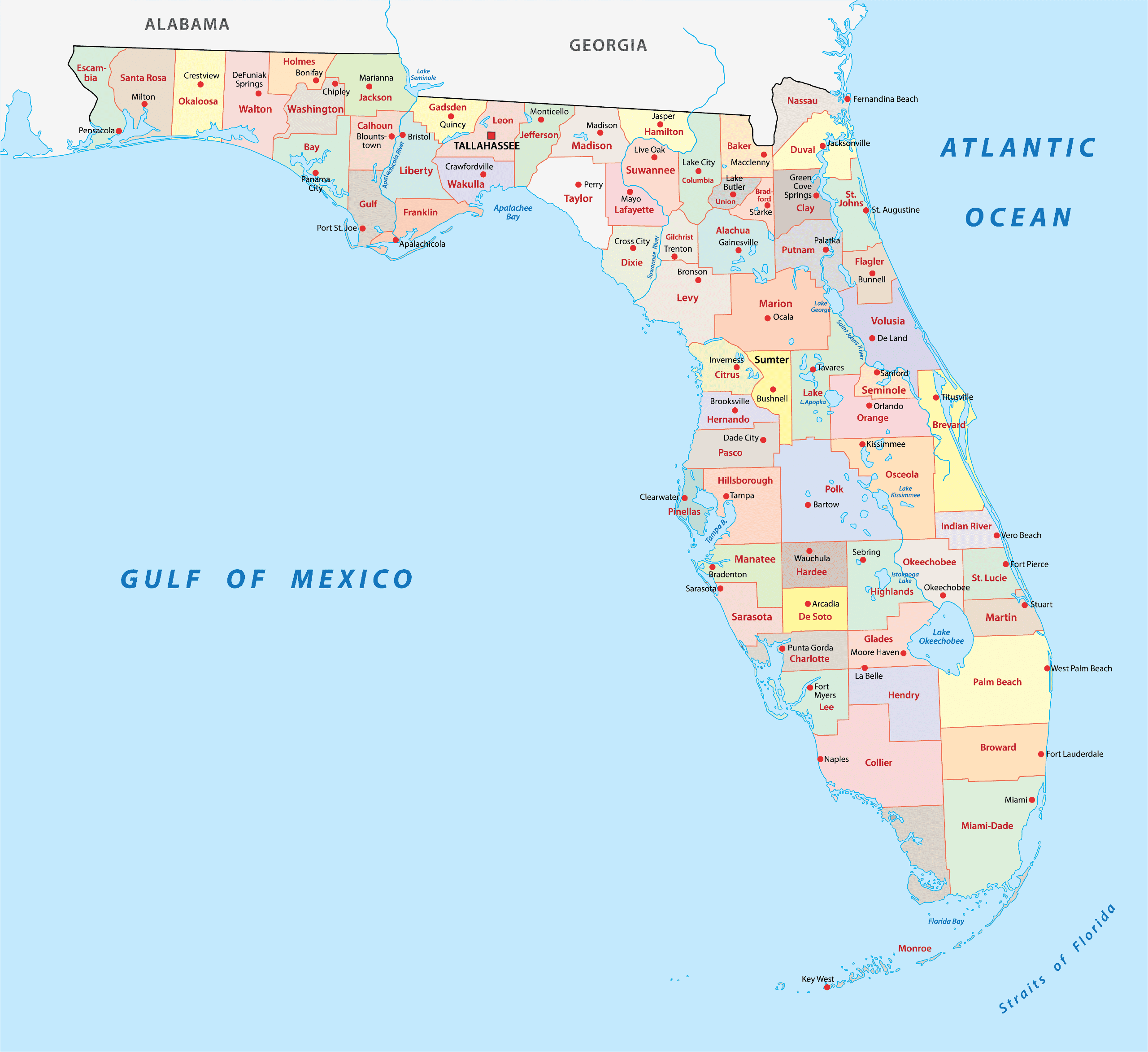 Map Of Florida Counties Us Travel Notes