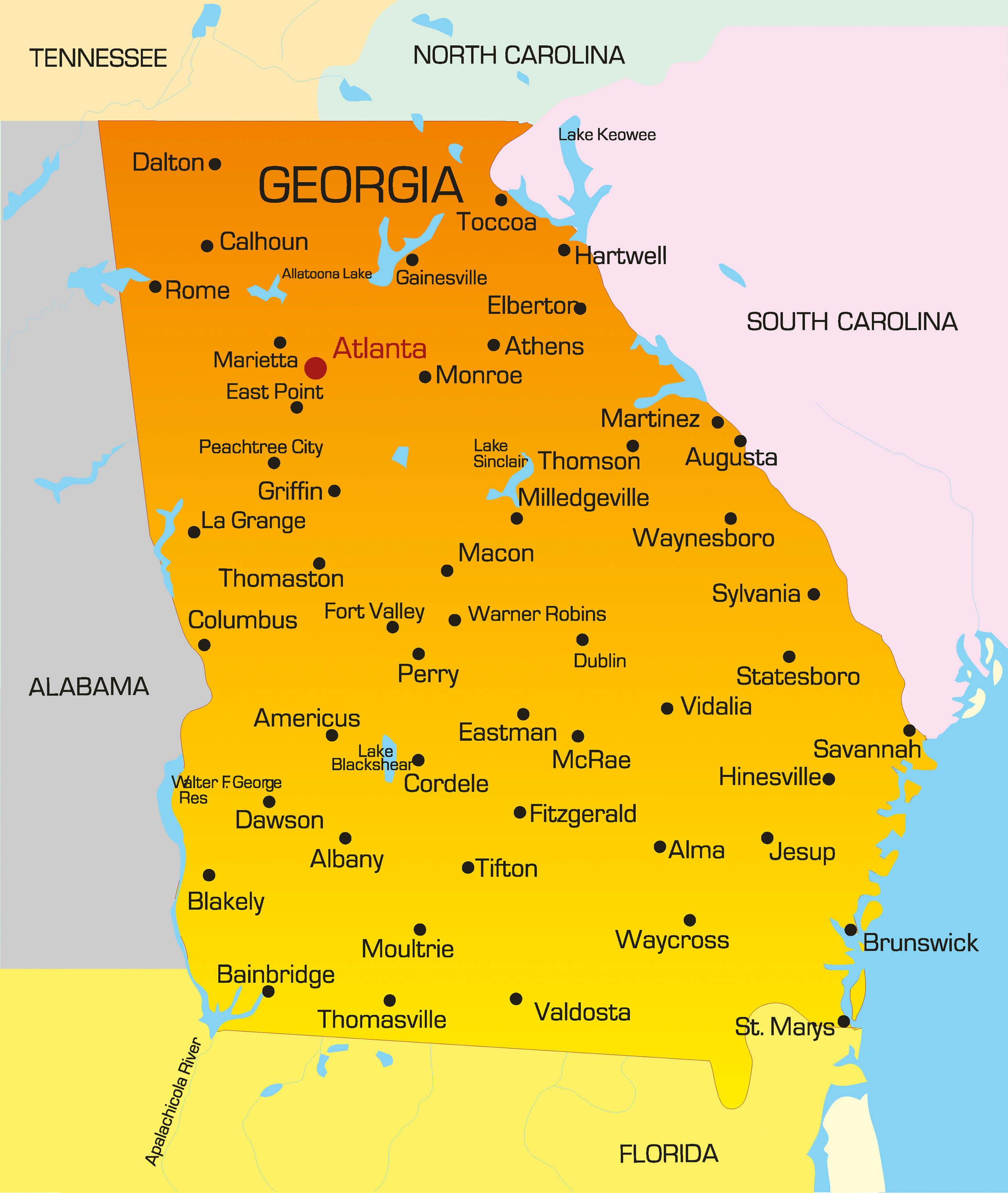 Map Of Georgia With Cities