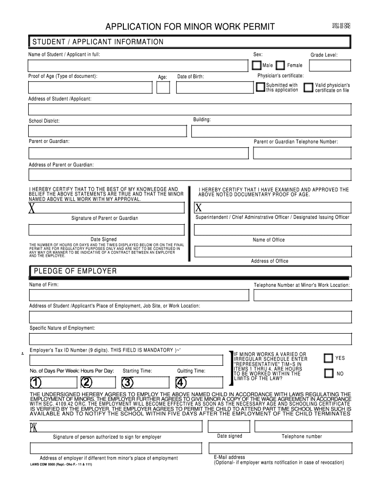 Md Application For Work Permit For A Minor Fill And Sign Printable