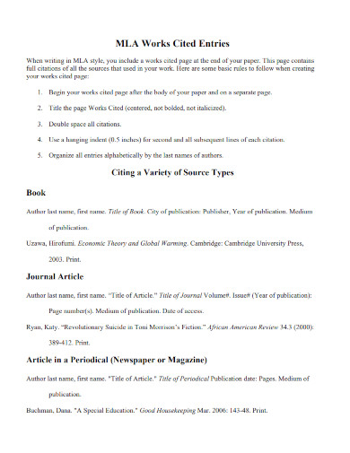 Mla Works Cited Page 24 Examples Format How To Write Pdf