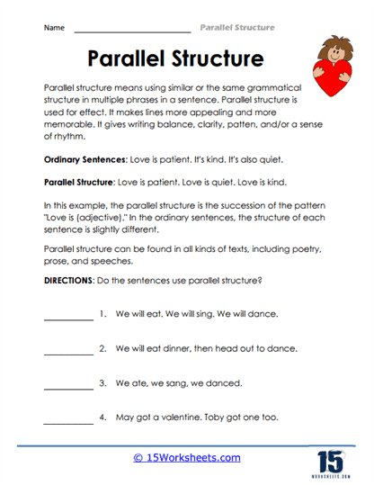 Parallel Structure Worksheet 1 4