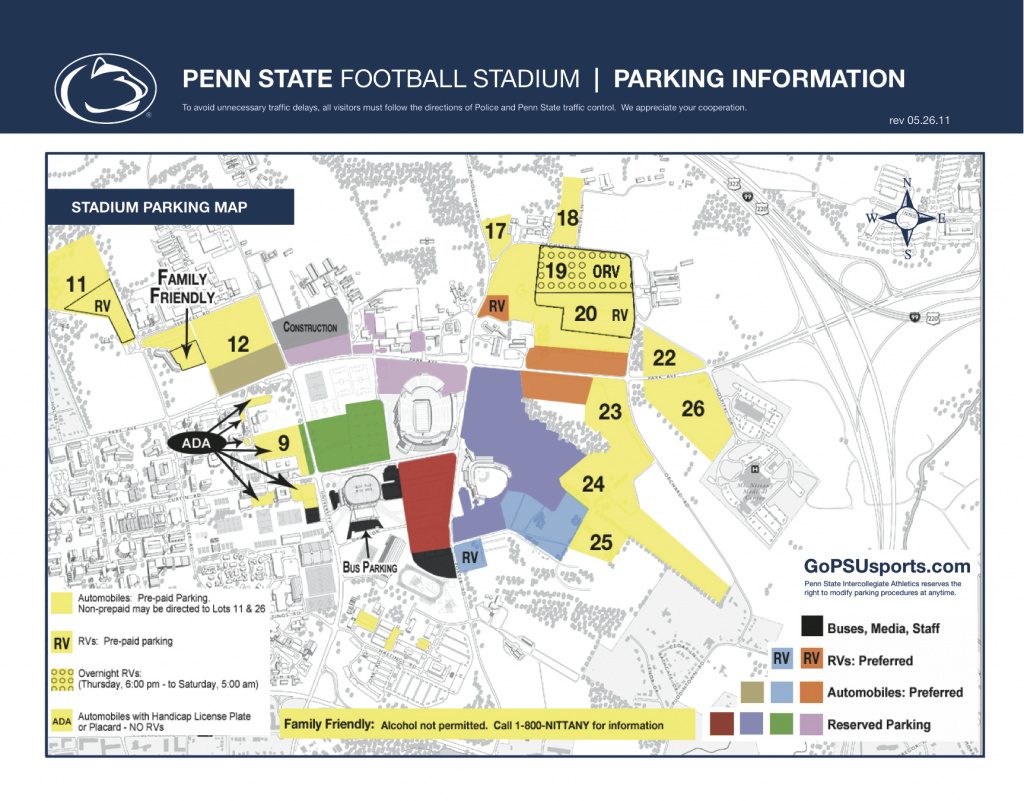 Penn State Stadium Parking Map Printable Map