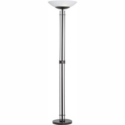 Possini Euro Design Modern Torchiere Floor Lamp Dark Bronze Frosted