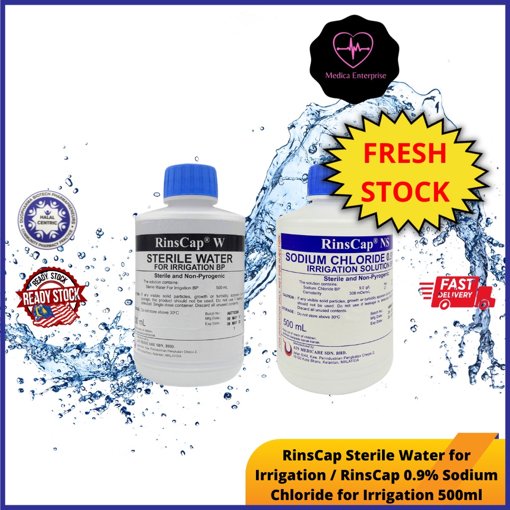 Rinscap Sterile Water For Irrigation / Sterile Sodium Chloride 0.9% For Irrigation 500Ml ...