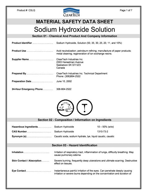 Safety Data Sheet Sodium Hydroxide Solution 5% Pdf Sodium, 45% Off