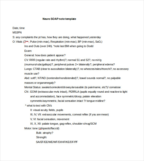 Soap Note Template 9 Free Word Pdf Format Download