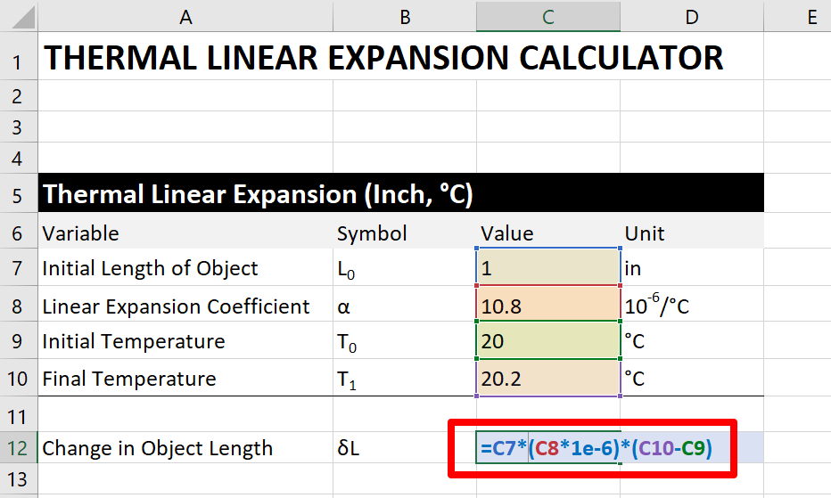 Thermal Expansion Calculator Online